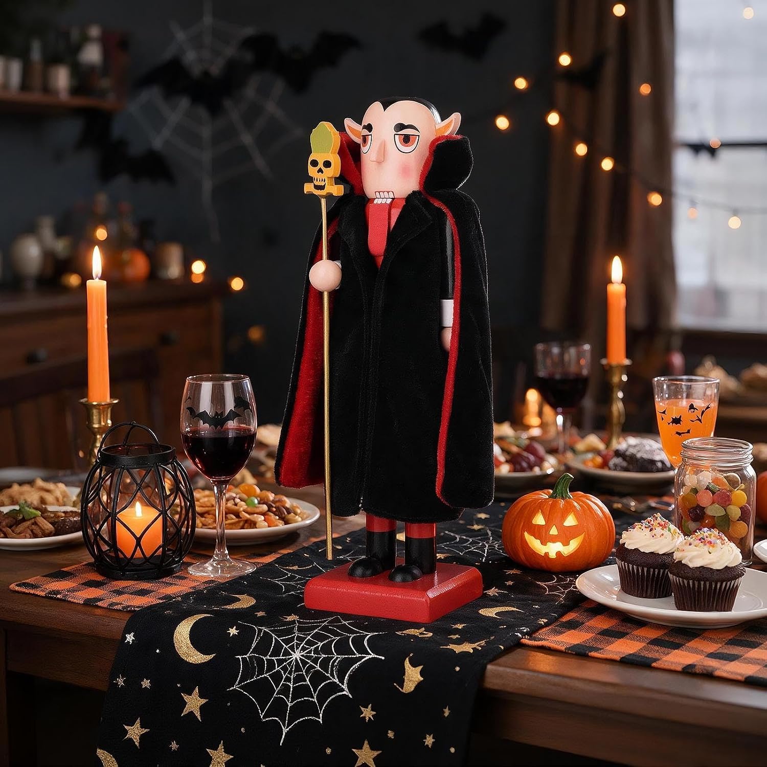 ArlinaL Halloween Nutcracker, 10 Inch Wooden Spooky Vampire Nutcracker