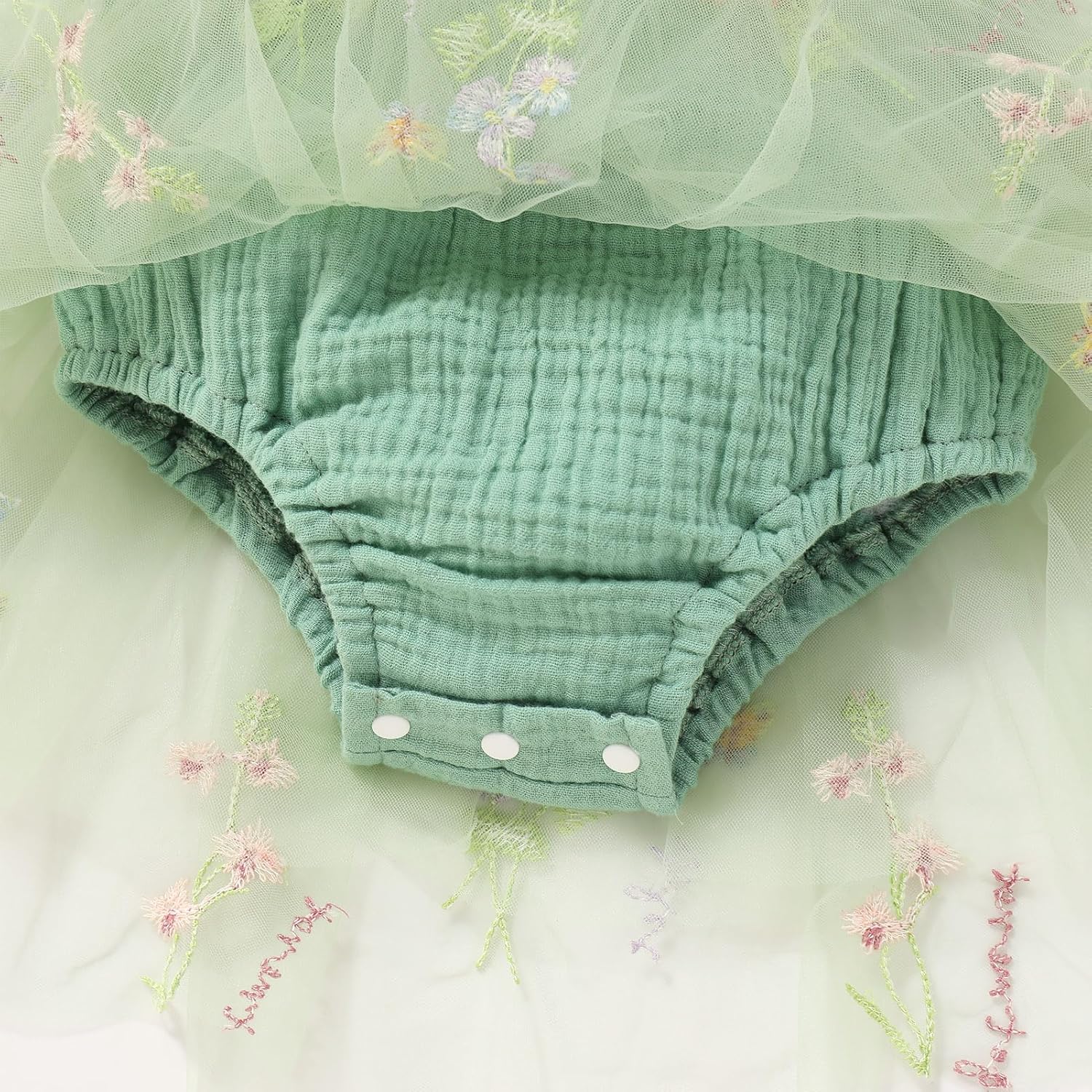 ODASDO Baby Girls First Birthday Outfit Sqaure Neck Ruffle Fly Sleeve Tulle Tutu Romper Dress with Bowknot Headband - Image 6