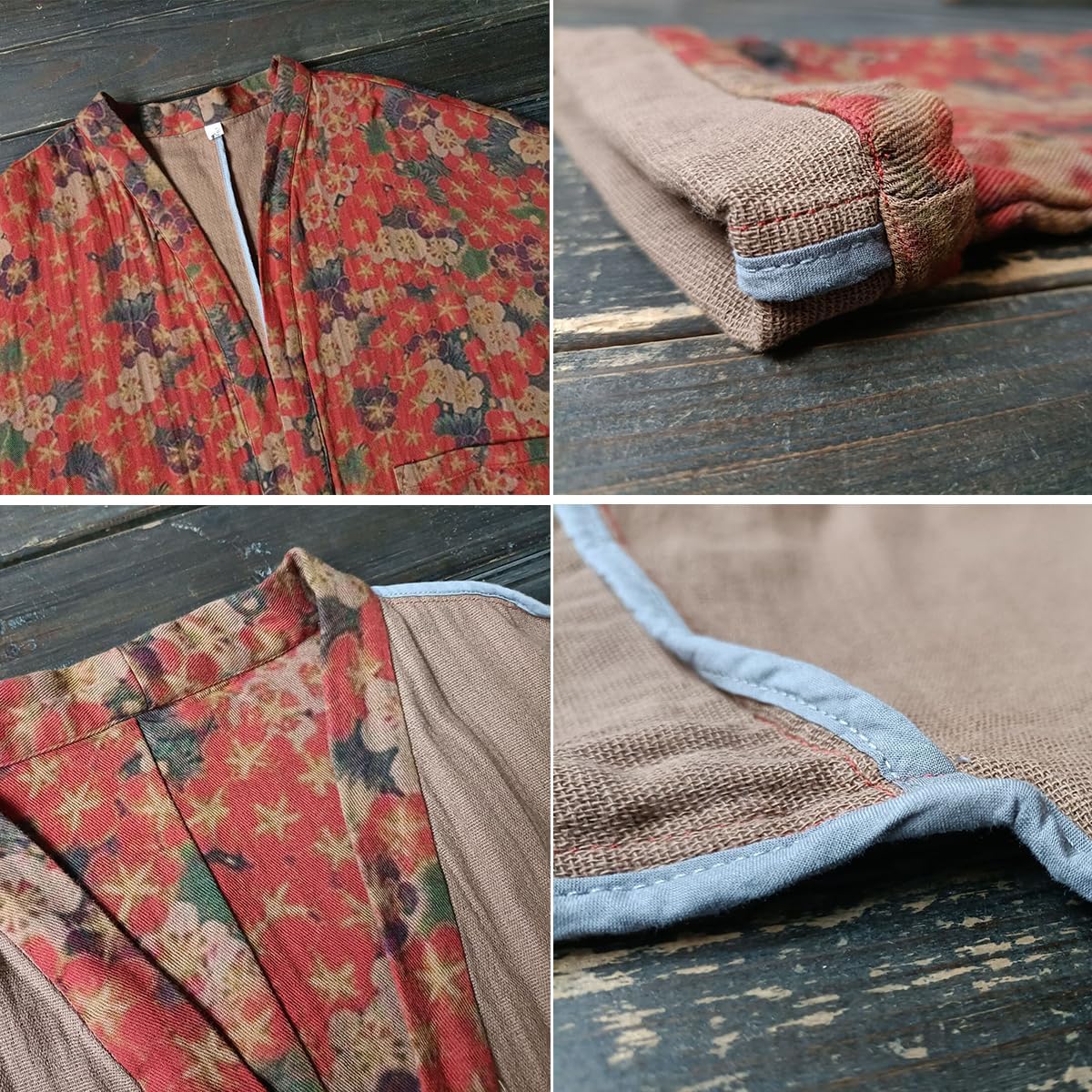 Ystylee Women Vintage Kimono Jacket Colorful Printed Open Front Cardigan Fall Outwear Dust Coat with Pocket - Image 7