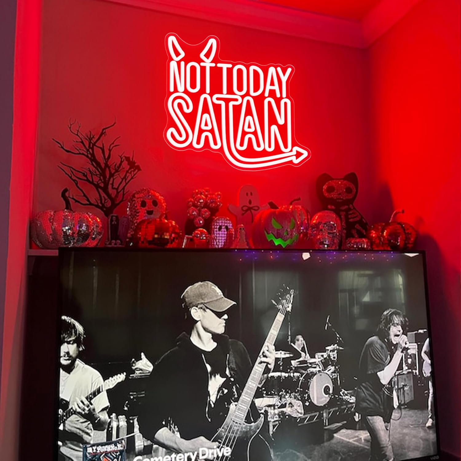 Not Today Satan Neon Sign Red LED Light Devilish Wall Decor Funny Gift for Bedroom Game Room Party Dorm Gothic College Satan Sigil Halloween Neon Signs
