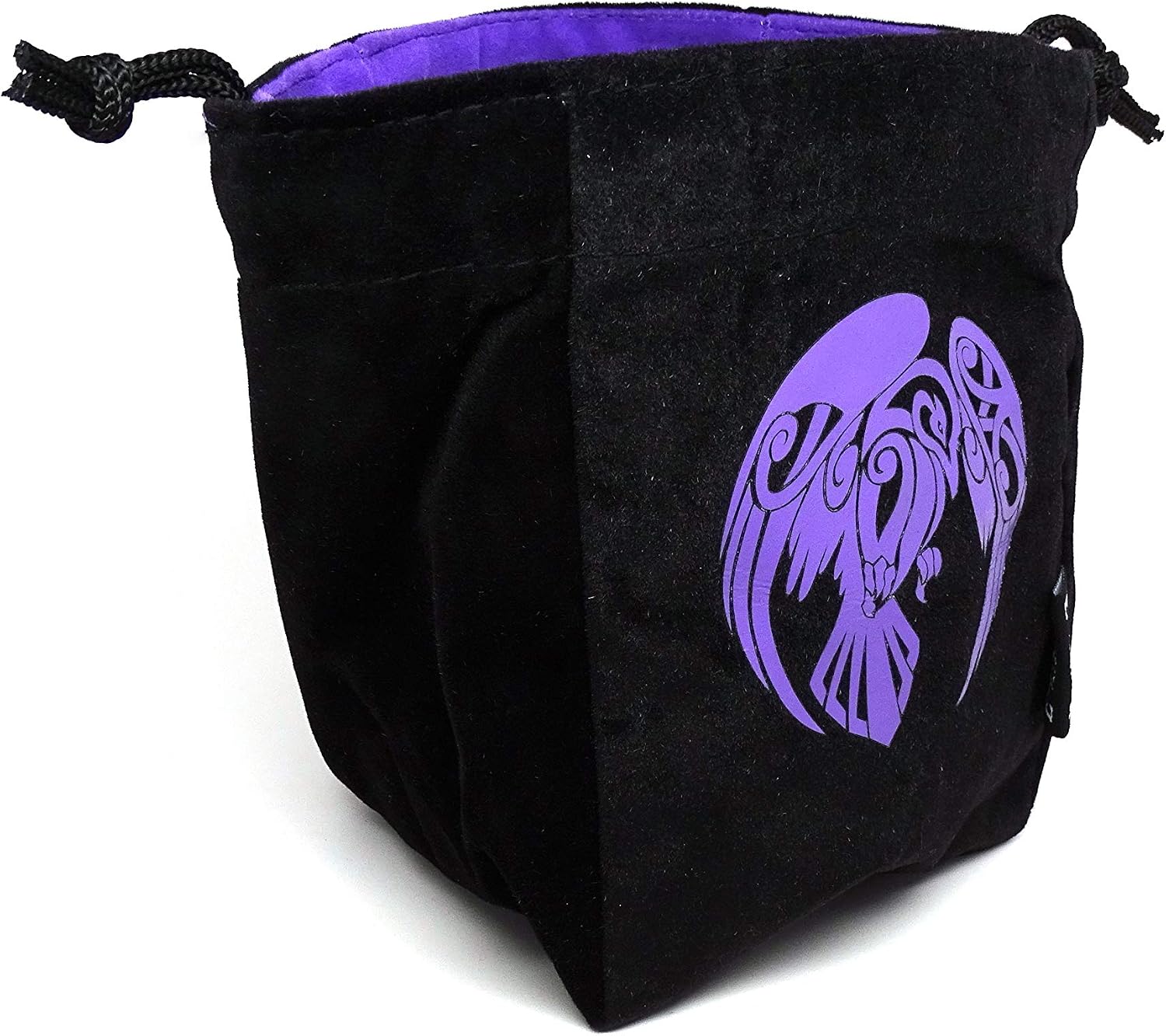 Reversible Large Microfiber Dice Bag – Self Standing and Holds over 250 Polyhedral Dice with Drawstring Tie – Multiple Designs Available (Raven)