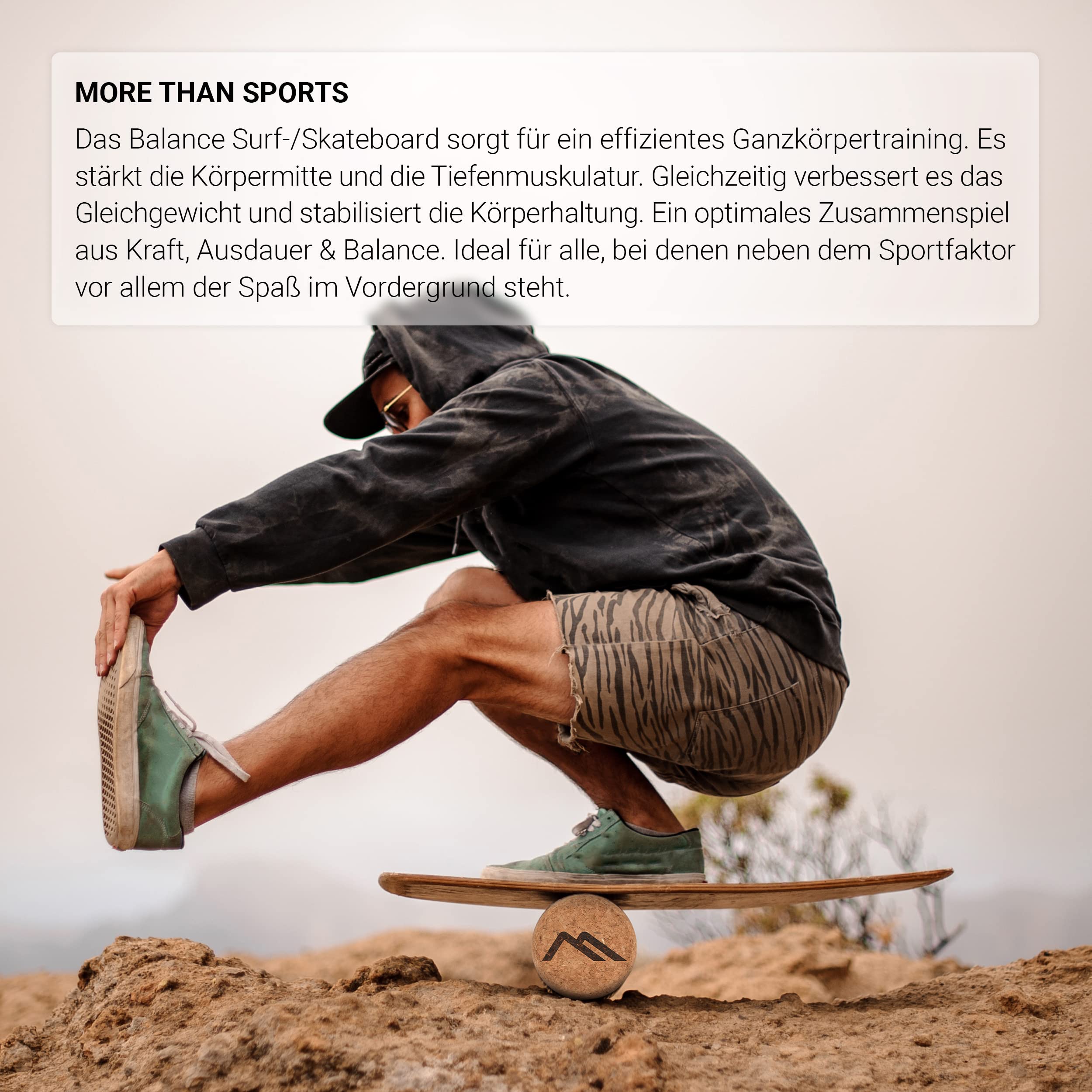 MSPORTS Balance Board aus Holz – Surf Balance Trainer für Gleichgewicht, Core-Training & Physiotherapie – Rutschfeste Oberfläche, Robust & Langlebig – Fitnessboard für Erwachsene & Kinder