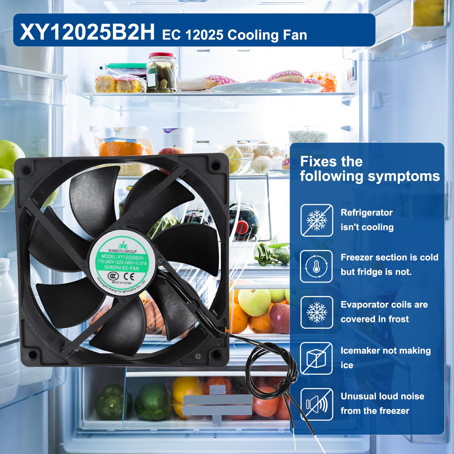 XY12025B2H EC 12025 Ventilateur de refroidissement, XY-12025B2H 110-240V ~ 220-240V 0.07A Boosting High Air Volume Boîtier Ventilateur Pièces de rechange, 50/60Hz, Taille: 120×120×25mm 2PCS