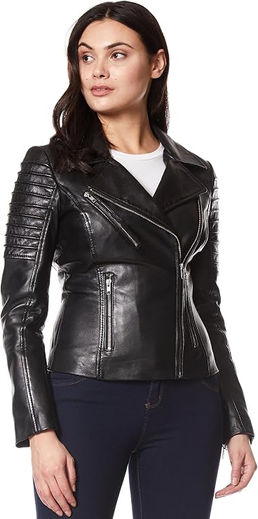 Ladies Real Leather Jacket Stylish Fashion Designer Soft Biker Motorcycle Style 9334