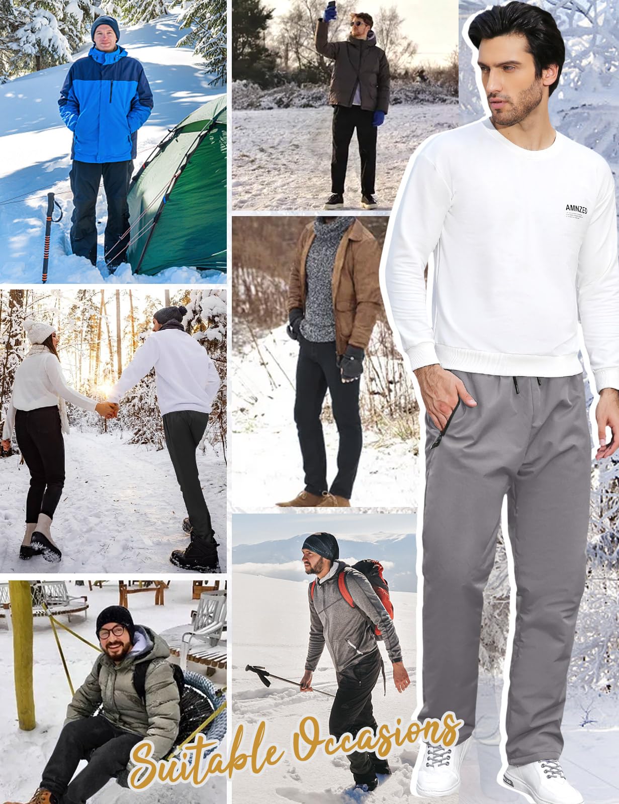 UMIPUBO Męskie joggery z podszewką polarową spodnie do joggingu termiczne spodnie dresowe ciepłe pluszowe spodnie zimowe gruby dres z kieszeniami sznurek spodnie wypoczynkowe do uprawiania sportu na