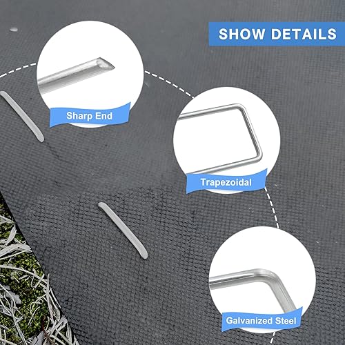 Miniatura 5 de HaRunda 55 grapas de paisaje de 6 pulgadas en forma de U resistentes estacas de seguridad, estacas de seguridad galvanizadas de calibre 11