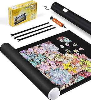 Jigsaw Puzzle Mat Roll Up - 2000 1500 1000 Pieces Saver Large Puzzel Glue Felt Pad, Puzzles Board for Adults Kids, Floor Storage and Transport Easy, Inflatable Pump Tube Cover Organizer Keeper Matt
