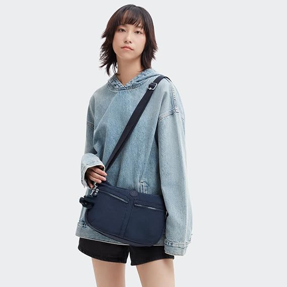 Kipling Womens Izellah Bag, Super Light Everyday Purse, Nylon Shoulder Crossbody Bag, Blue Bleu 2, 12.25 L X 9.25 H X 5 D US