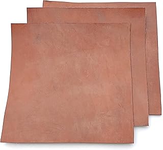 Leather Sheets for Leather Crafts - Full Grain Buffalo Leather Squares - Great for Jewelry, Leather Wallets, Cricut, Leatherworking Arts and Crafts – Includes 3 Sheets (12x12)