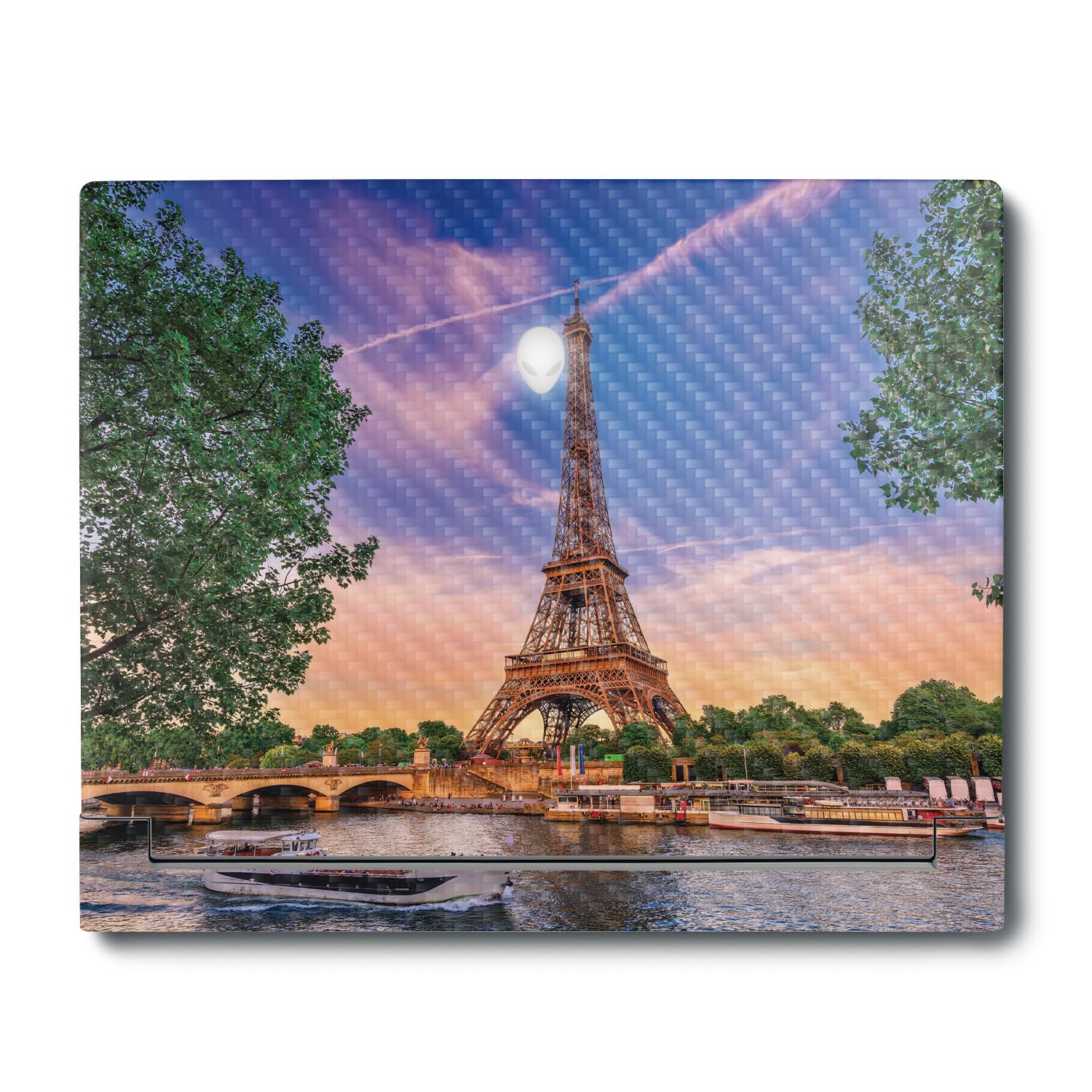 MightySkins Carbon Fiber Skin Compatible with Alienware X16 R1 (2023) Full Wrap Kit - Eiffel Tower | Protective, Durable Textured Carbon Fiber Finish | Easy to Apply &amp; Change Styles | Made in The USA