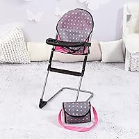 Vista 6 de Bayer Set de Trona/Cuna para Muñecas, Gris, Rosa con Puntos