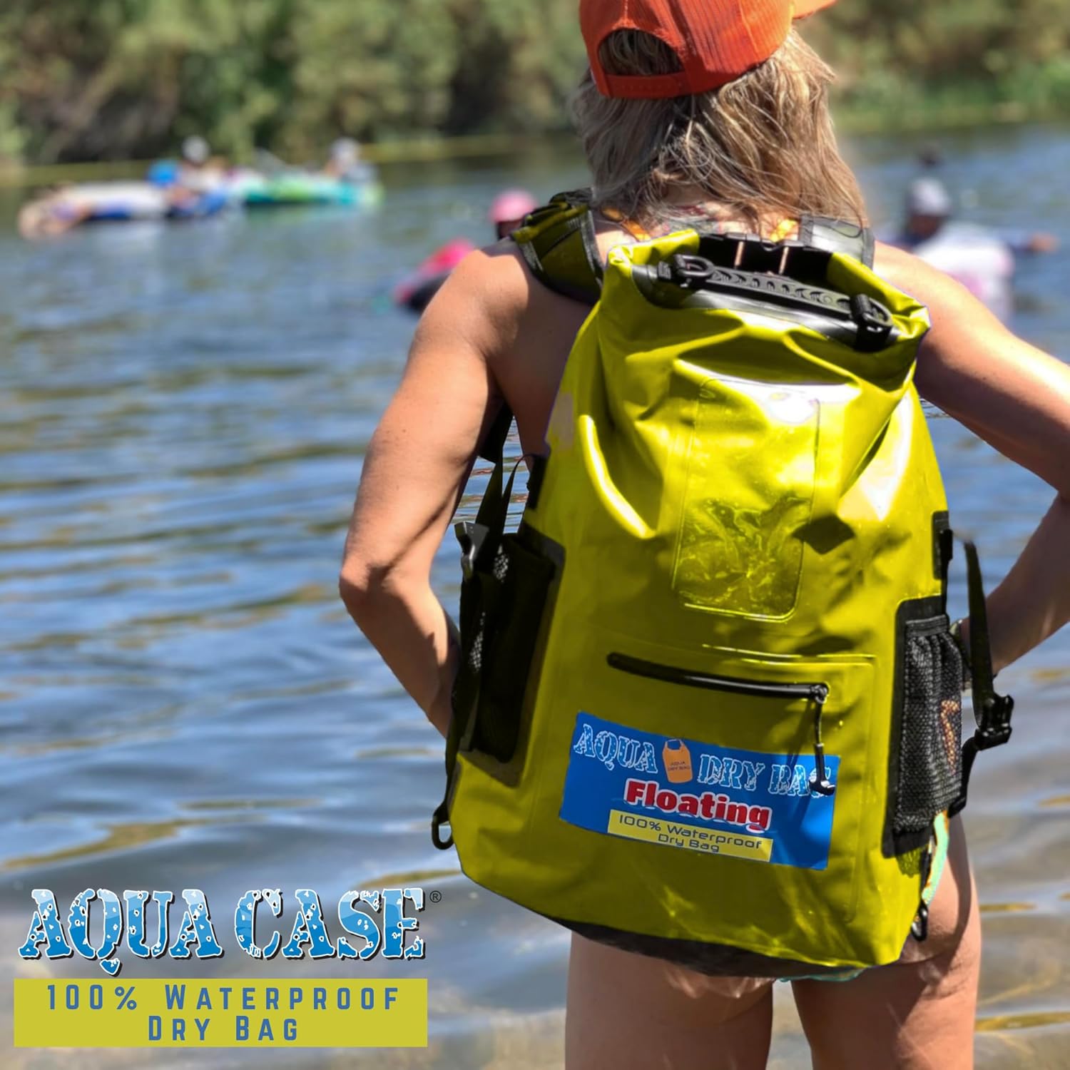 Waterproof Backpack 28L Yellow Dry Bag with Cell Phone Pouch with Exterior Window for Easy Use During All Water Sports | 28L Large Capacity | Ideal for Hiking, Boating, Rafting and Travel