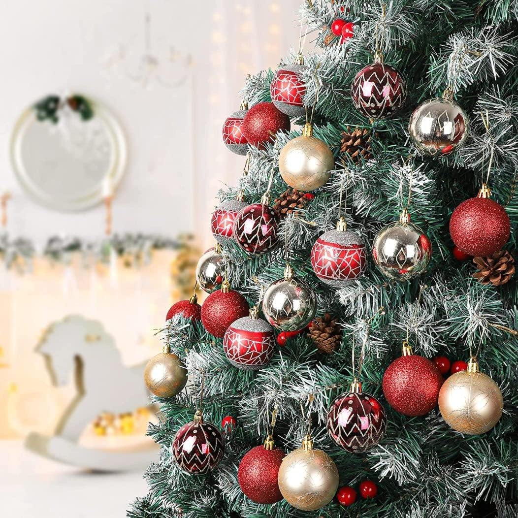 Weihnachtskugeln 30 Stück Weihnachtskugeln, Bruchsichere Christbaumschmuck, Kugeln, Dekorative Hängende Kugeldekorationen Christbaumkugeln(A)