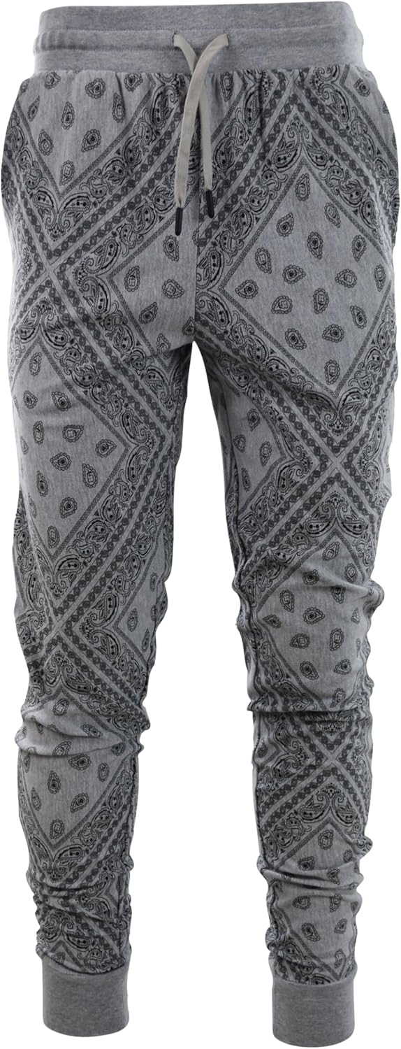 ChoiceApparel Mens Paisley Bandana Print Jogger Sweatpants with Zippered Back Pocket