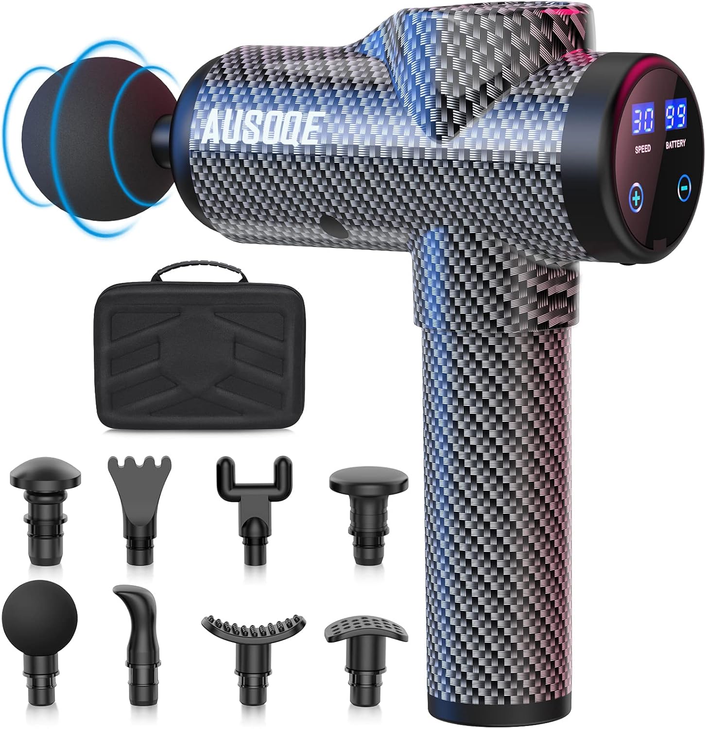 Massage Gun for Athletes, AUSOQE Deep Tissue Percussion Muscle Massager with 30 Speeds 8 Heads, Handheld Electric Body Massager for Office Gym Home Post-Workout Recovery Super Quiet : Health & Household