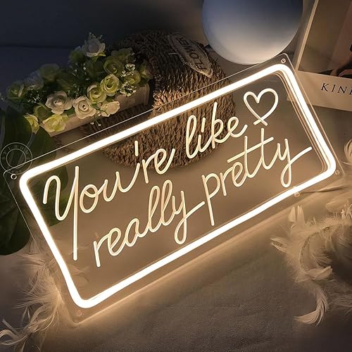 Miniatura 3 de SYLHOME Letrero de luz LED de neón con texto en inglés "You're Like Really Pretty USB Gorgeous Girls Bedroom Kids Room Wall Decor Sign Wedding