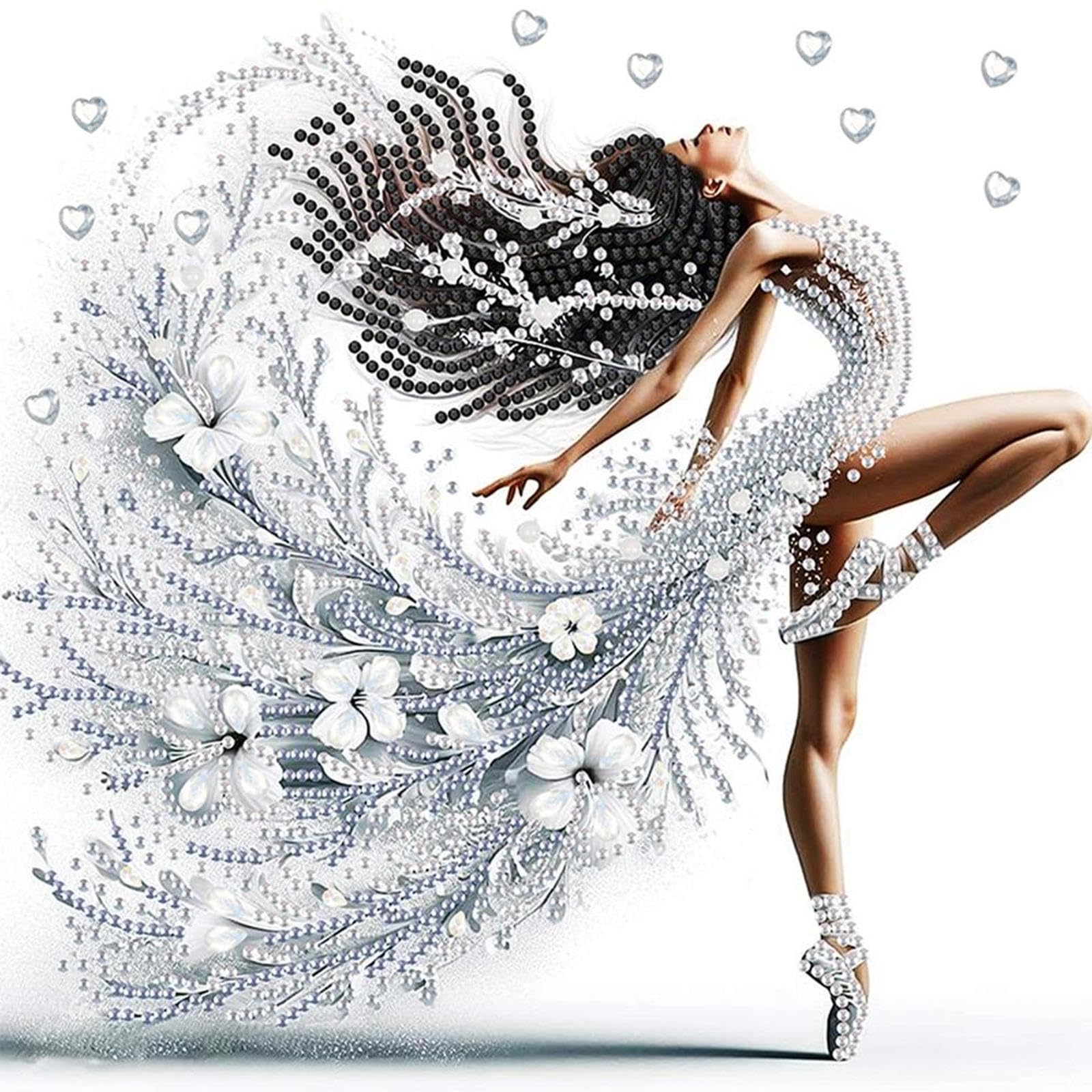 5D DIY Partial Special Shaped Drill Diamond Painting Kit Girl Decoration 30x30cm (D)