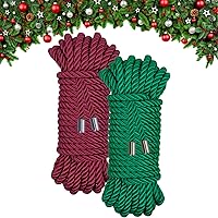 Vista 10 de Cuerda de seda suave, cuerda trenzada agradable a la piel (roja, 32 pies)