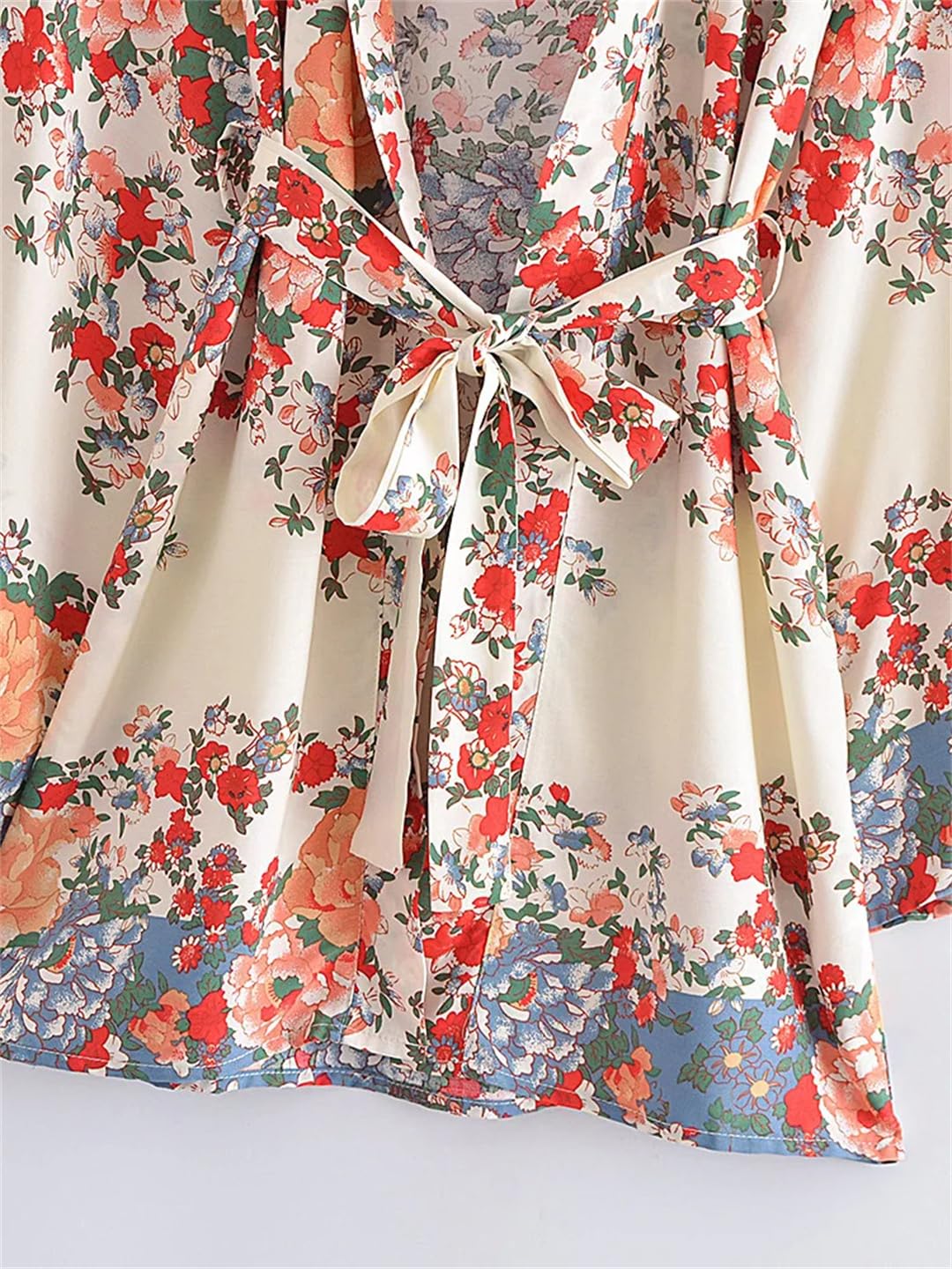 Stampa Floreale Fusciacche Bohemian Kimono Per Le Donne Maniche A Pipistrello Breve Robe Bikini Cover-up