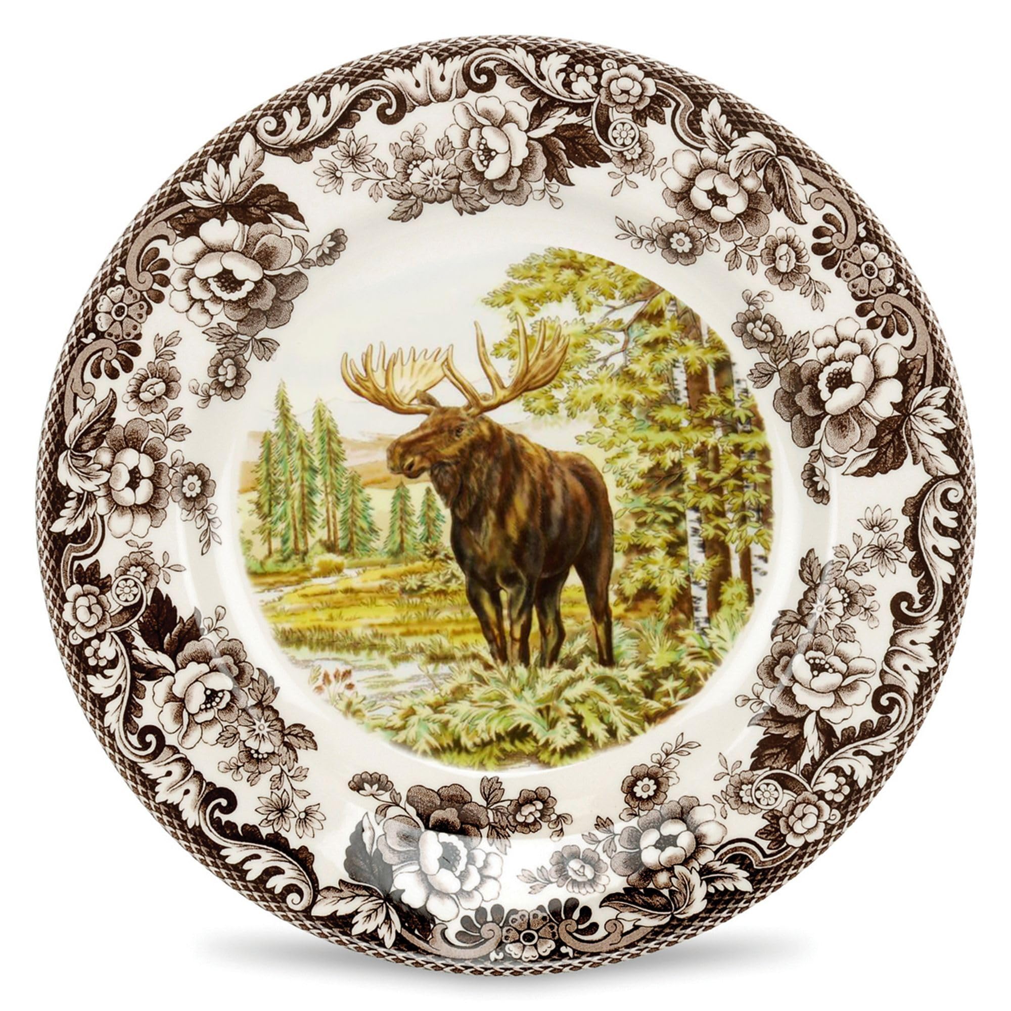 Woodland Majestic Moose Dinner Plate – 10.5 Inch Wildlife Design in Fine Earthenware, Rustic Hunting Collection – Microwave, Dishwasher & Warm Oven Safe, Made in England