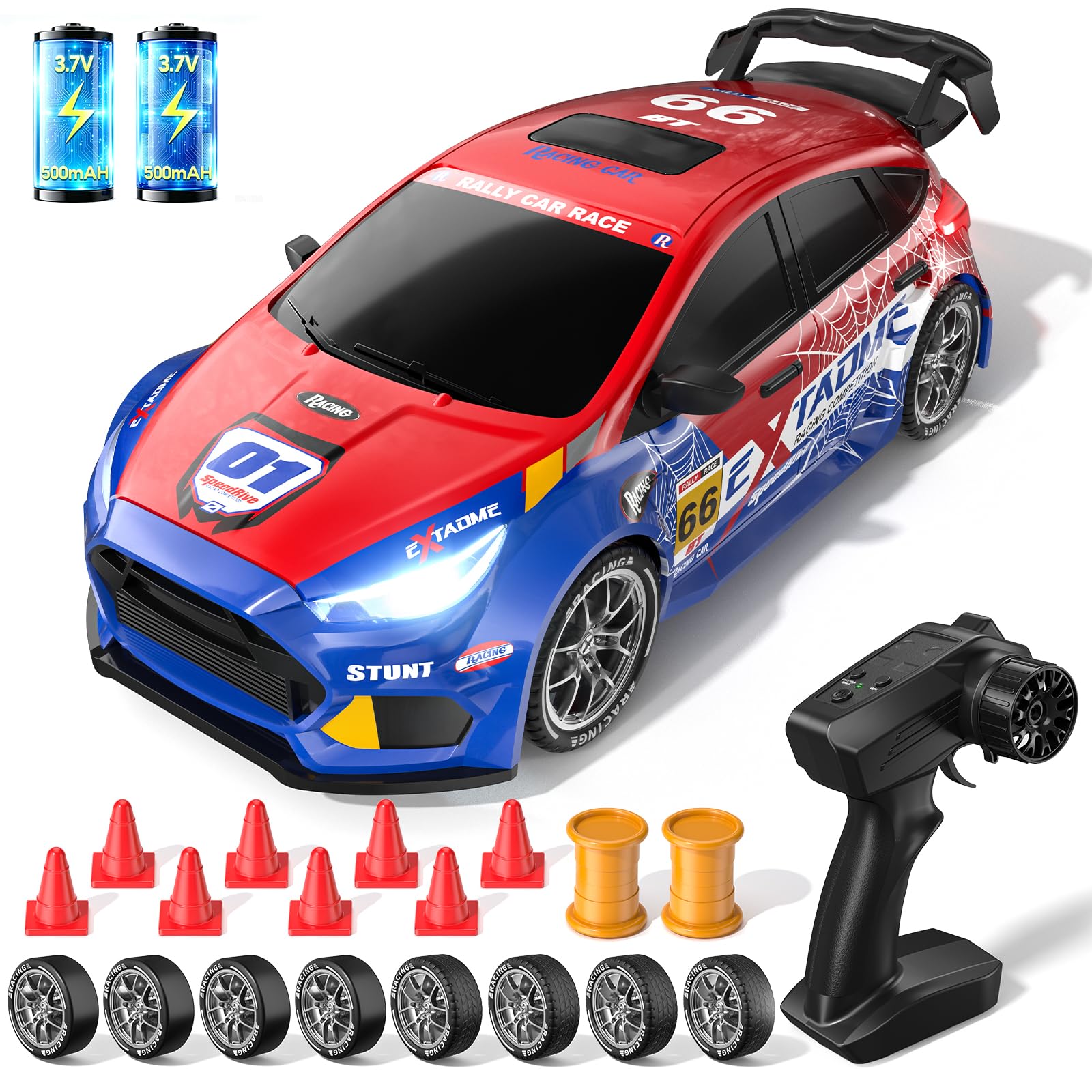 Ferngesteuertes Auto ab 6 7 8 9 10 11 12 Jahren,1:24 RC Drift Auto,25KM/H | 4WD Semi Proportional Throttle, Feuerspeiendes LED-Licht, 2,4 GHz, Ferngesteuertes Spielzeug Geschenke ab 6 7 8 9 10+ Jahren
