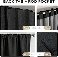 Vista 6 de Joydeco Blackout Curtains for Bedroom - 72 Inch Long 100% Light Blocking 2 Panels Set Black Drapes, Thermal Insulated Room Darkening Curtains, Linen