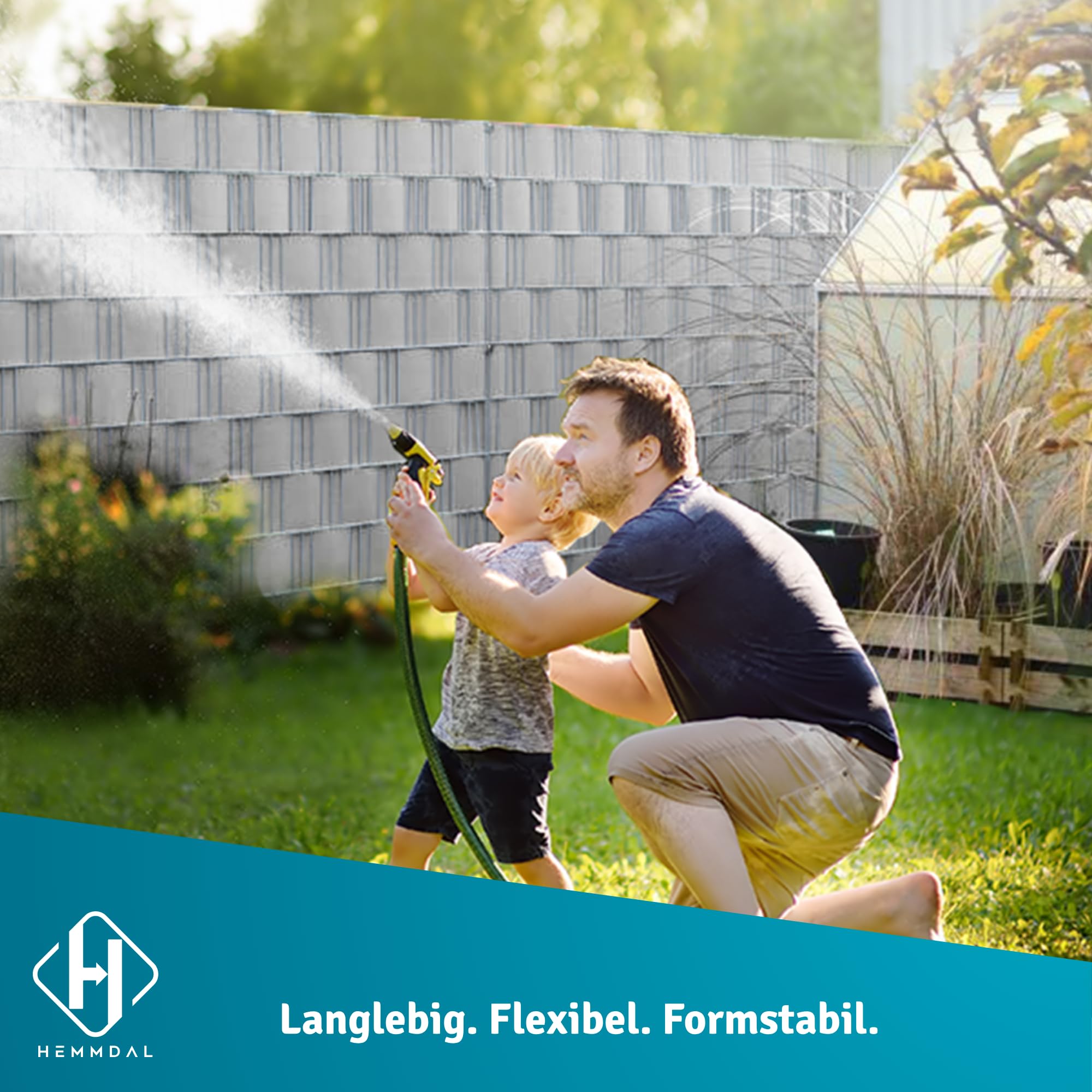 HEMMDAL Premium Sichtschutzstreifen | 35 m Zaunfolie | 1,1 mm Stärke | Montage ohne Hilfsmittel | hochwertiges Polypropylen | formstabil | wasserfest | 5 Jahre UV-beständig | Hellgrau | Made in EU