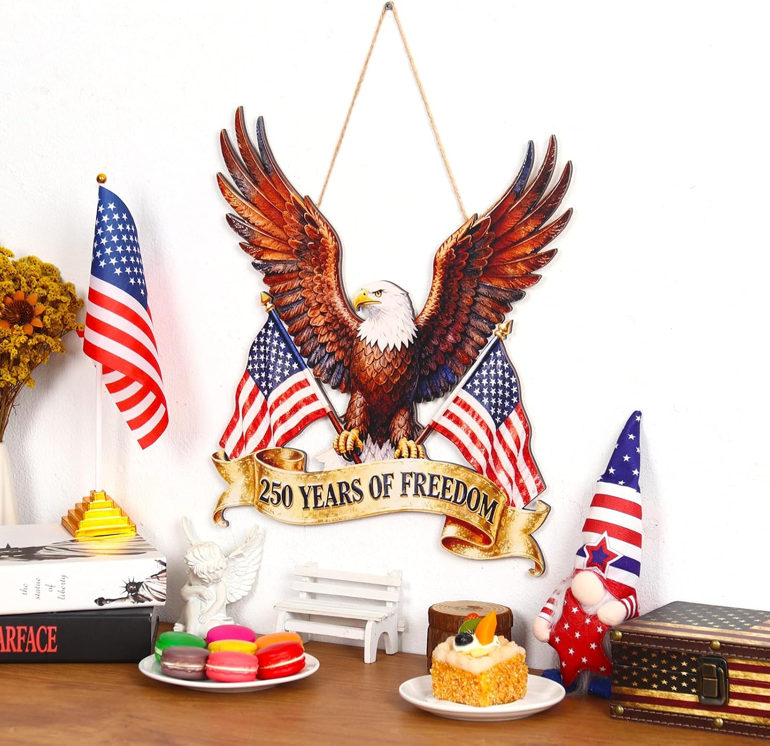 250 Anniversary USA Patriotic Wreaths for Front Door, 4th of July Decorations Outdoor, 250th Anniversary Eagle Wreath, Fourth of July Red White and Blue Wreath (Eagle)