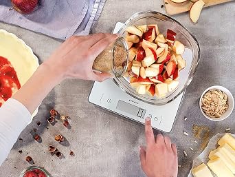 Soehnle Page Comfort 400 Digital Kitchen Scale, Large Scale for Baking Surface 22 x 22 cm, Easy Read Digits Large 20 mm High, Capacity 10 kg, Full Function Digital Scale Food
