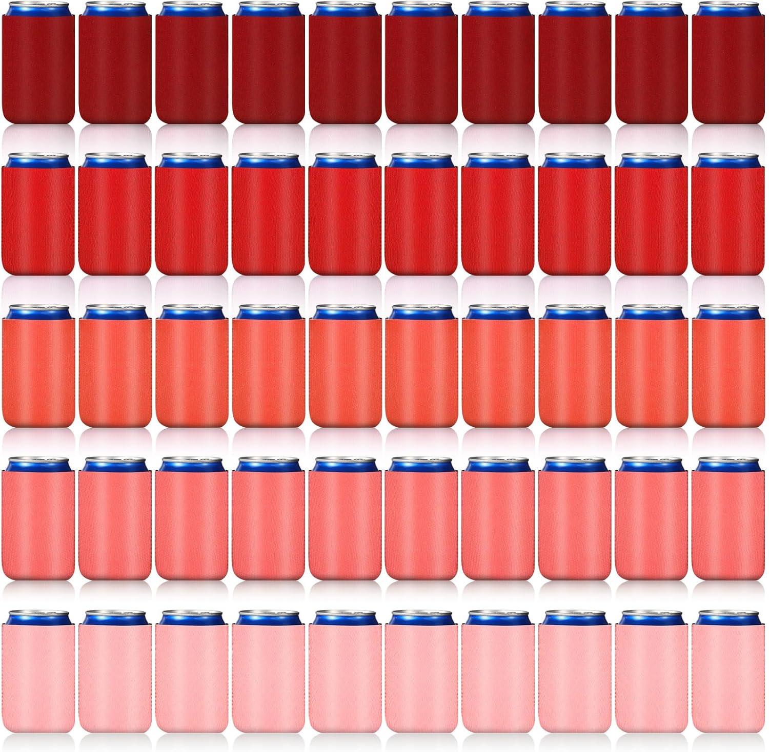 Qinyoung 50 Pack Blank Beer Can Cooler Sleeves Bulk Soft Can Coolers Drink Insulator Sleeve Plain Collapsible Can Sleeves for Soda Beverage DIY Vinyl Projects Wedding Favors (Gradient Blue)