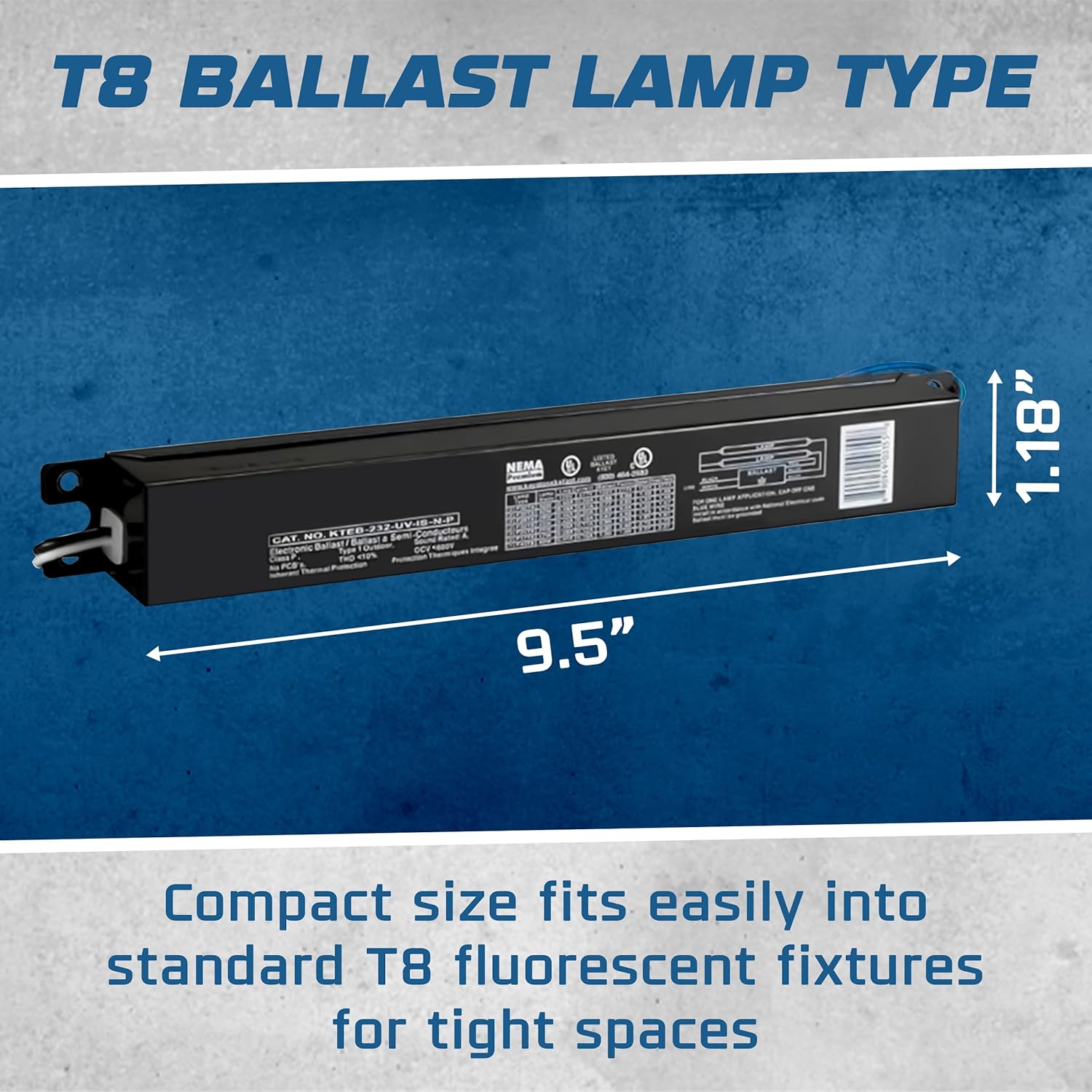 OHLECTRIC Replacement for Keystone KTEB-232-UV-IS-N-P 2 Lamp T8 Electronic Fluorescent Ballast with Normal Light Output | 120-277V Input with Instant Start Operation | 0.88 Ballast Factor, UL-Approved