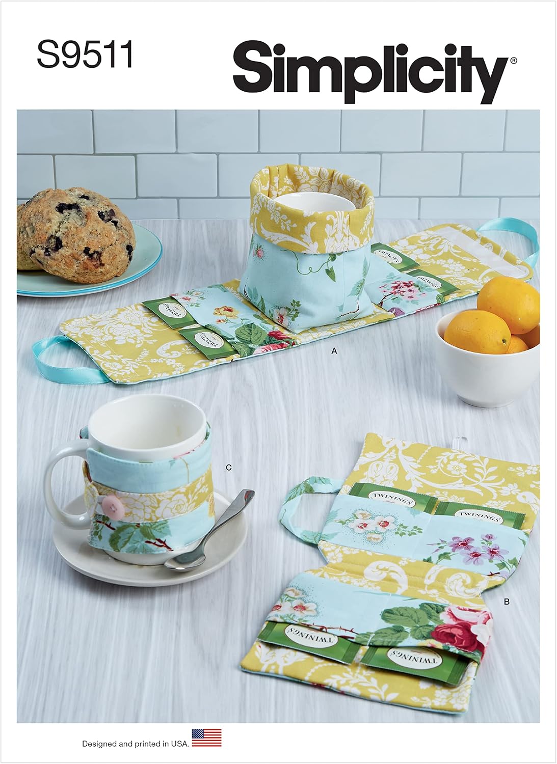 Simplicity SS9511OS Mug Case, Cozy, and Tea Bag Case Sewing Pattern Kit, Code S9511, One Size