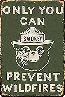 CCPARTON Vintage Smokey Bear Retro Metal Tin Sign - 8x12 Inch Aluminum Wall Decor for Home, Coffee Shop, Waterproof Durable