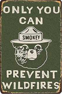 CCPARTON Vintage Smokey Bear Retro Metal Tin Sign - 8x12 Inch Aluminum Wall Decor for Home, Coffee Shop, Waterproof Durable