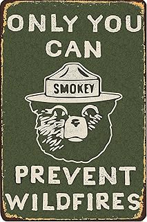 CCPARTON Vintage Metal Sign Smokey Bear Retro Metal Tin Sign Aluminum Sign for Home Coffee Wall Decor 8x12 Inch