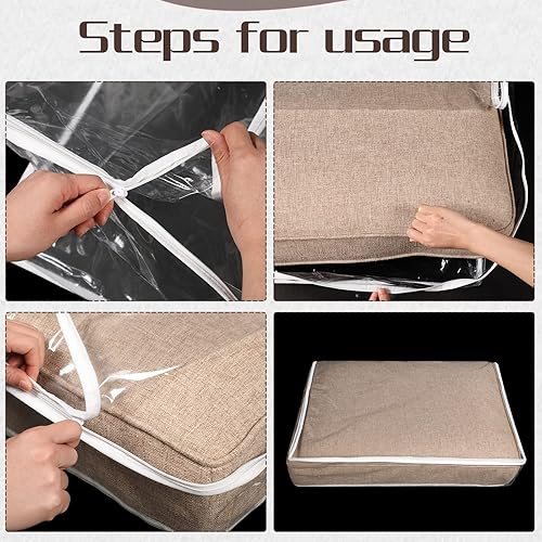 Miniatura 4 de Geetery Fundas de cojín de plástico para sofá de PVC, impermeables, fundas de sofá para muebles contra gatos, perros, arañar, 28 x 28 x 9 pulgadas