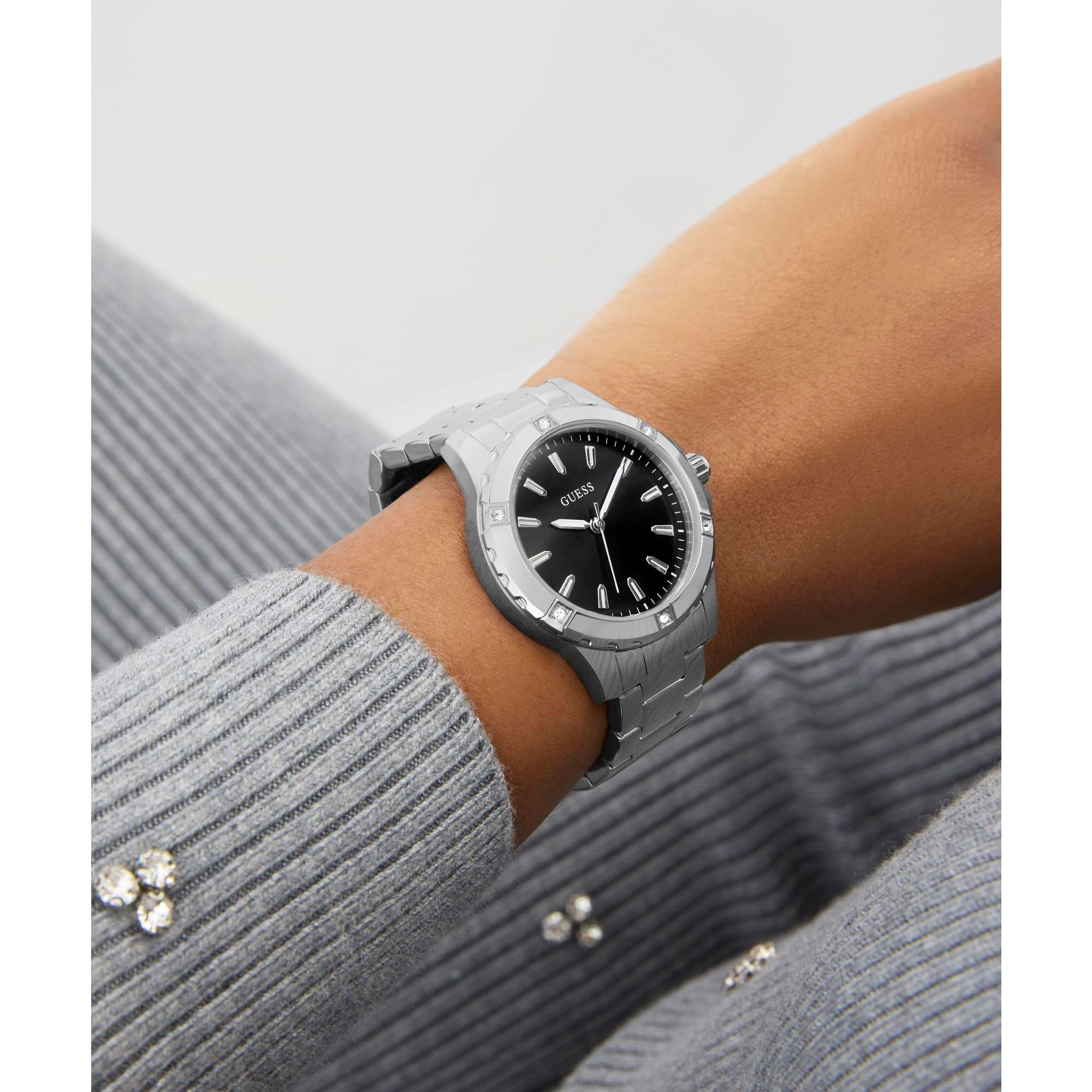 Guess GW0948L1 Mist - Reloj de Pulsera para Mujer (35 mm, Correa de Acero Inoxidable y 3 Bares), Color Plateado