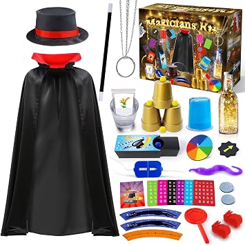 PATIFEED Kids Magic Kit with Magician Costume & Top Hat for Boys Girls | Magic Tricks Set, Video Instructions, Christmas Halloween Birthday Gift