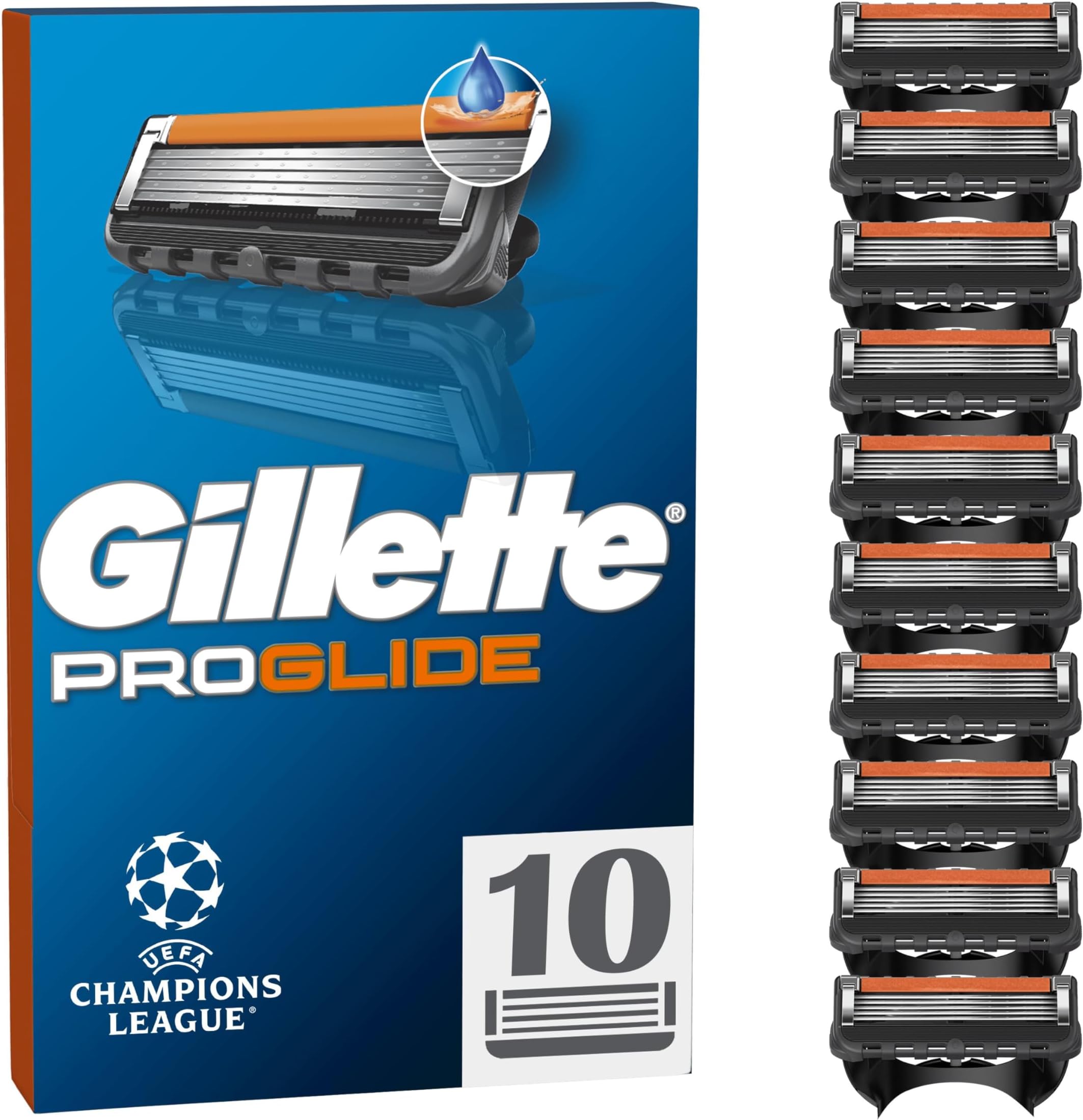 ProGlide Razor Blades Men Pack of 10 Razor Blade Refills with Precision Trimmer, 5 Anti-Friction Blades