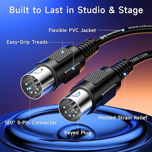 Miniatura 5 de Cable Matters Paquete de 2 cables MIDI DIN de 5 pines, cable MIDI de 5 pines - 6 pies