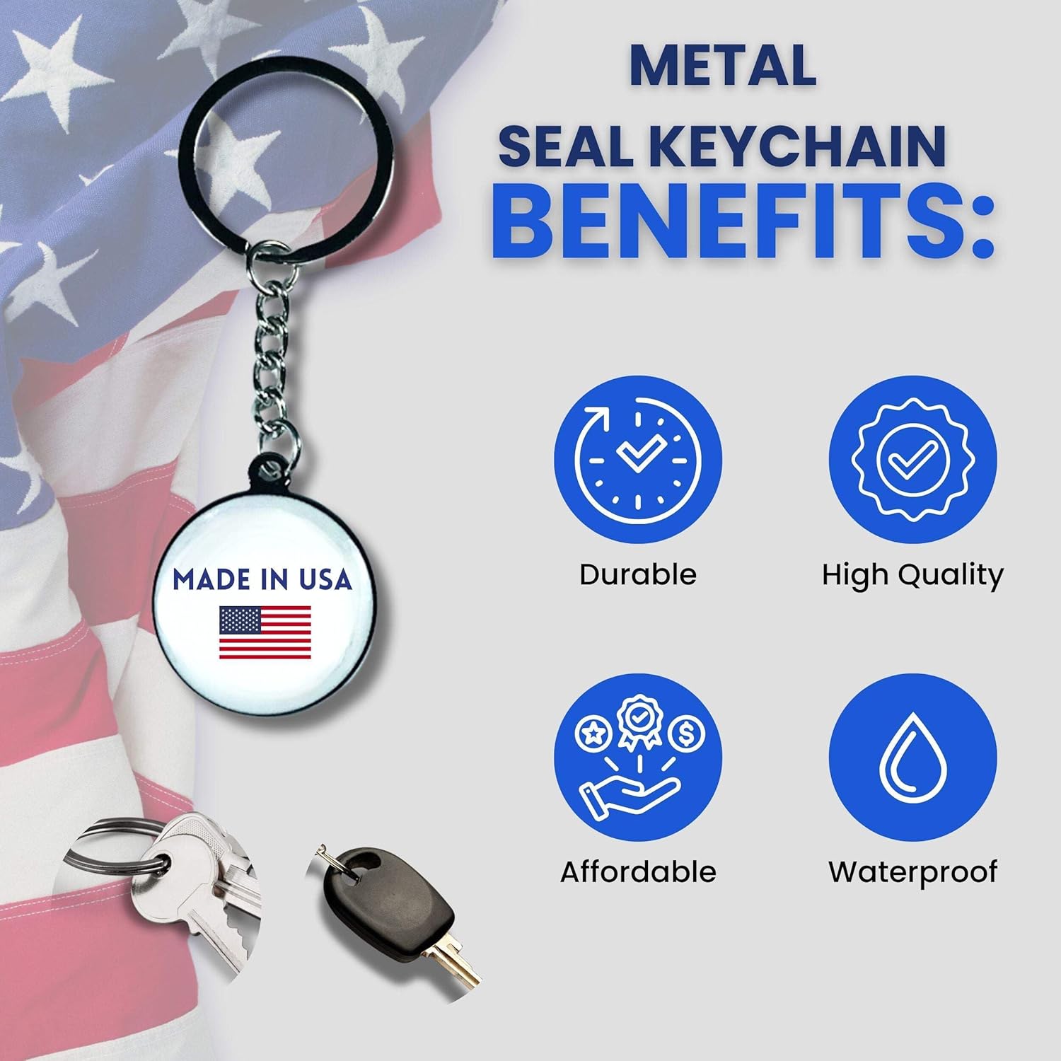 Metal Keychain - State Seal Pennsylvania - USA | 1.18-Inch (3 cm) Keychain for Bags, Keys, and More | Perfect for Showing Your State Pride - Image 3