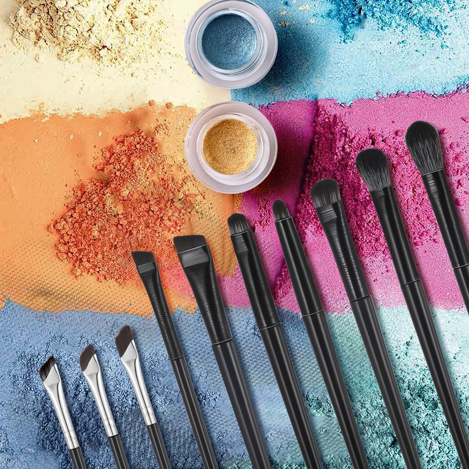 YUXIANLB 10-częściowy zestaw z pędzelkami do eyelinera, oczu, eyelinerem, aplikatorem, narzędziem do eyelinera, skrzydełka, narzędzie do precyzyjnego zakrzywienia, płaski, ultracienki pędzel z