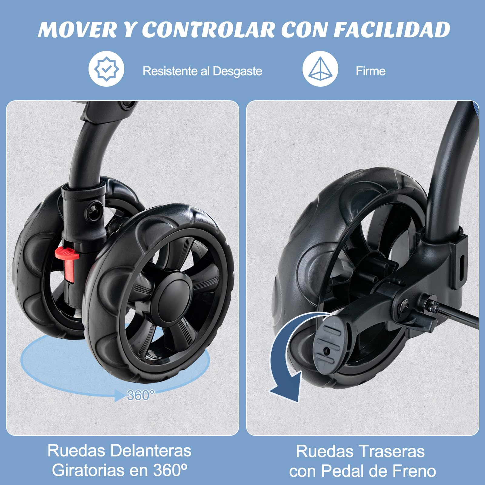 COSTWAY Cochecito para Perros Plegable, 3 en 1 Carrito para 2 Perros o Gatos, con 2 Transportines Desmontables, Cinturón de Seguridad, Cojines Desmontables, Carrito de Viaje para Mascotas (Azul)