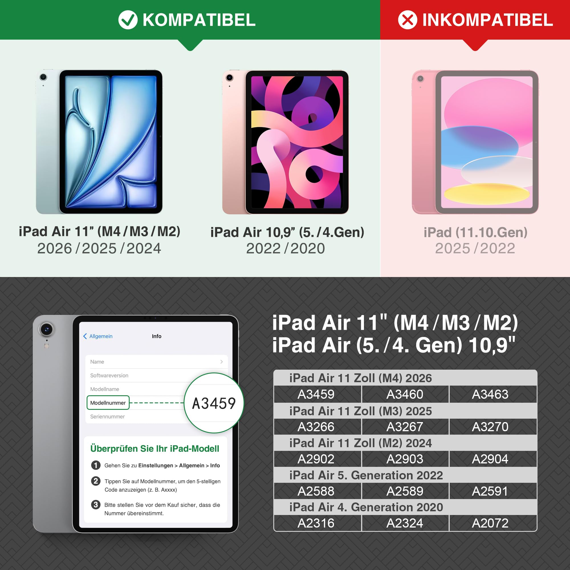 KingBlanc für iPad Air 11 Hülle M4/M3/M2 Air 5/4 Braun | Design im Notizbuchstil, Integrierter Stifthalter, Veganes Leder, Verstellbarer Ständer, Magnetverschluss
