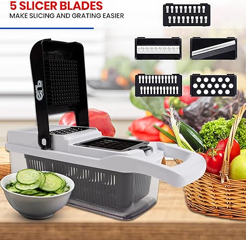Miniatura 3 de 22 en 1 – Picador de verduras con recipiente – Cortador de verduras de cocina, picador de alimentos con recipiente, guante resistente a cortes y