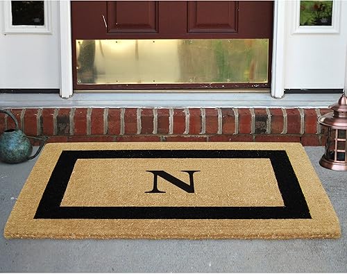 Felpudo de lujo de fibra de coco  Tapete con monograma de una sola letra para puerta delantera al aire libre  Regalo personalizado de inauguración