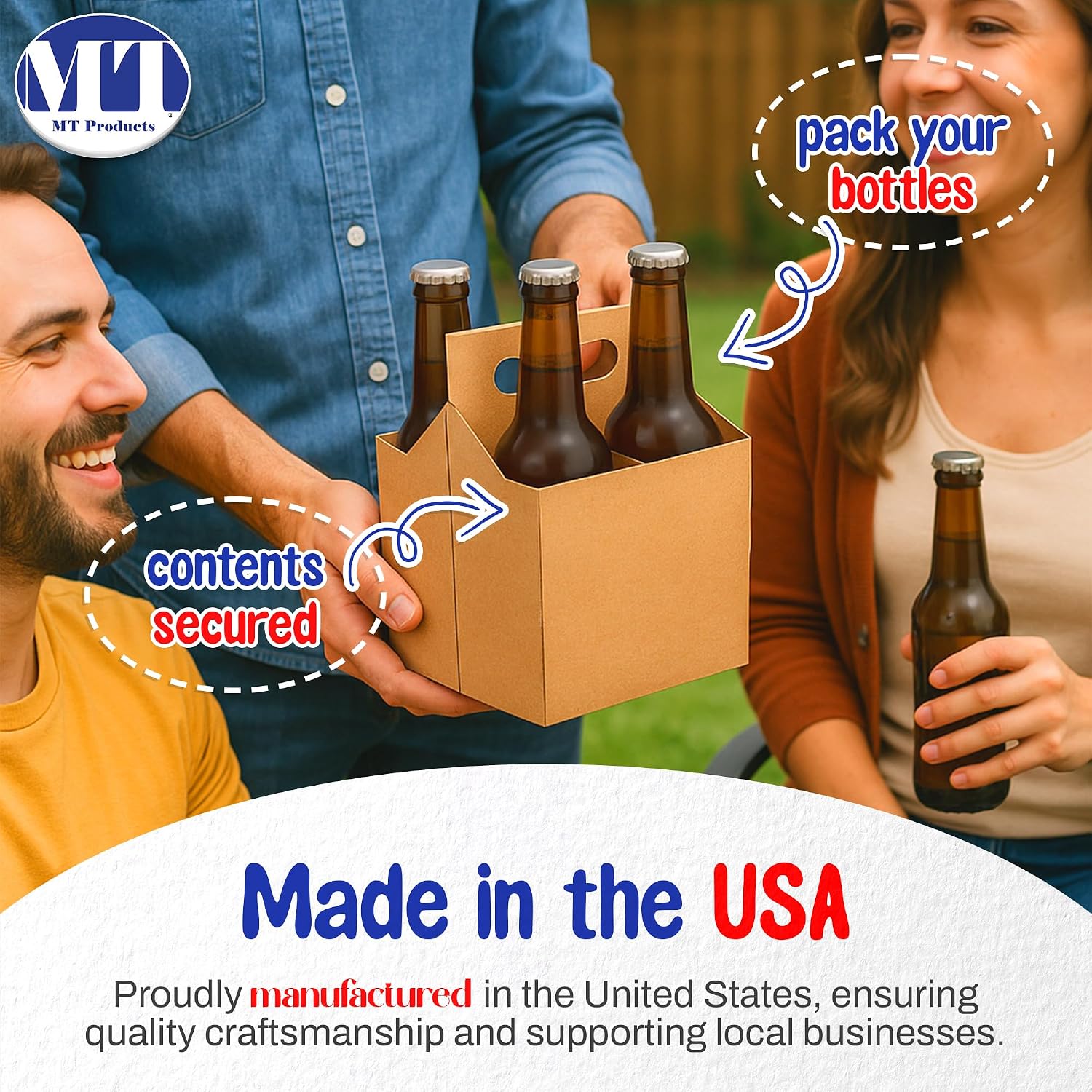 MT Products Kraft 4 Bottle Holder 12 oz. each - Disposable Bottle Carrier for Transport (Pack of 10) - Made in USA image 4