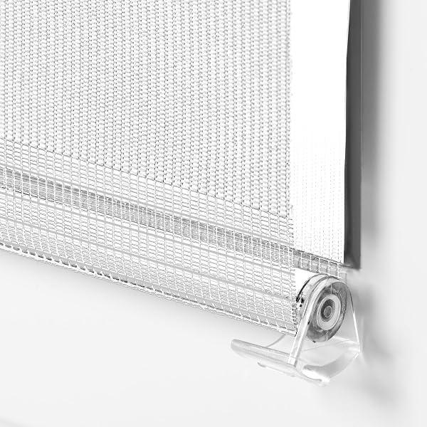 Doppelrollo Klemmfix ohne Bohren 75cm x 130cm Weiß Duo Rollo Klemmrollo Sonnenschutzrollo Fensterrollo für Fenster & Türen Zebrarollo Seitenzugrollo - 5