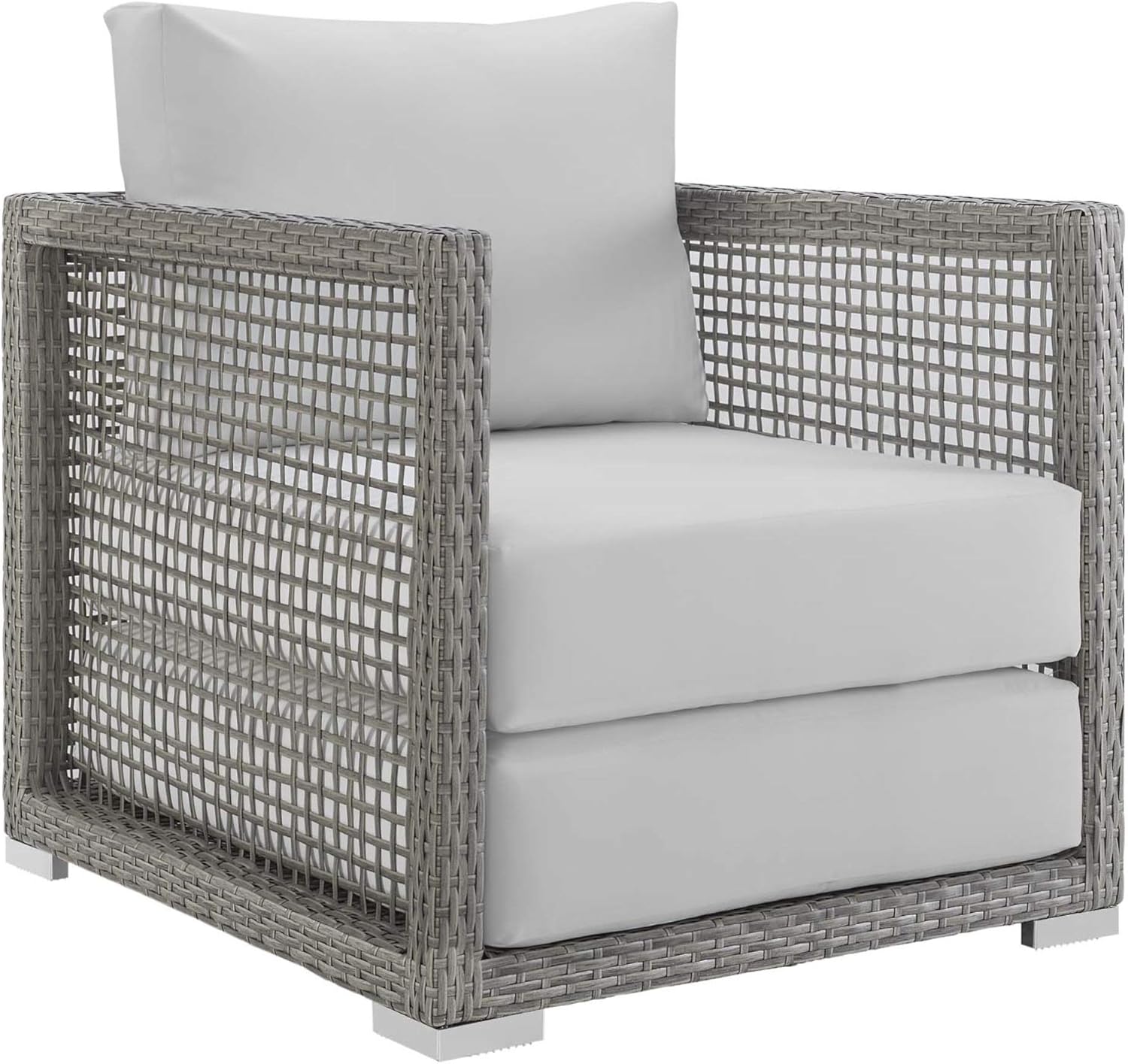 Ergode Aura Outdoor Patio Armchair | Gray-on-Gray Wicker Rattan | Aluminum Frame | All-Weather Cushions | Comfortable & Stylish | Fully Assembled