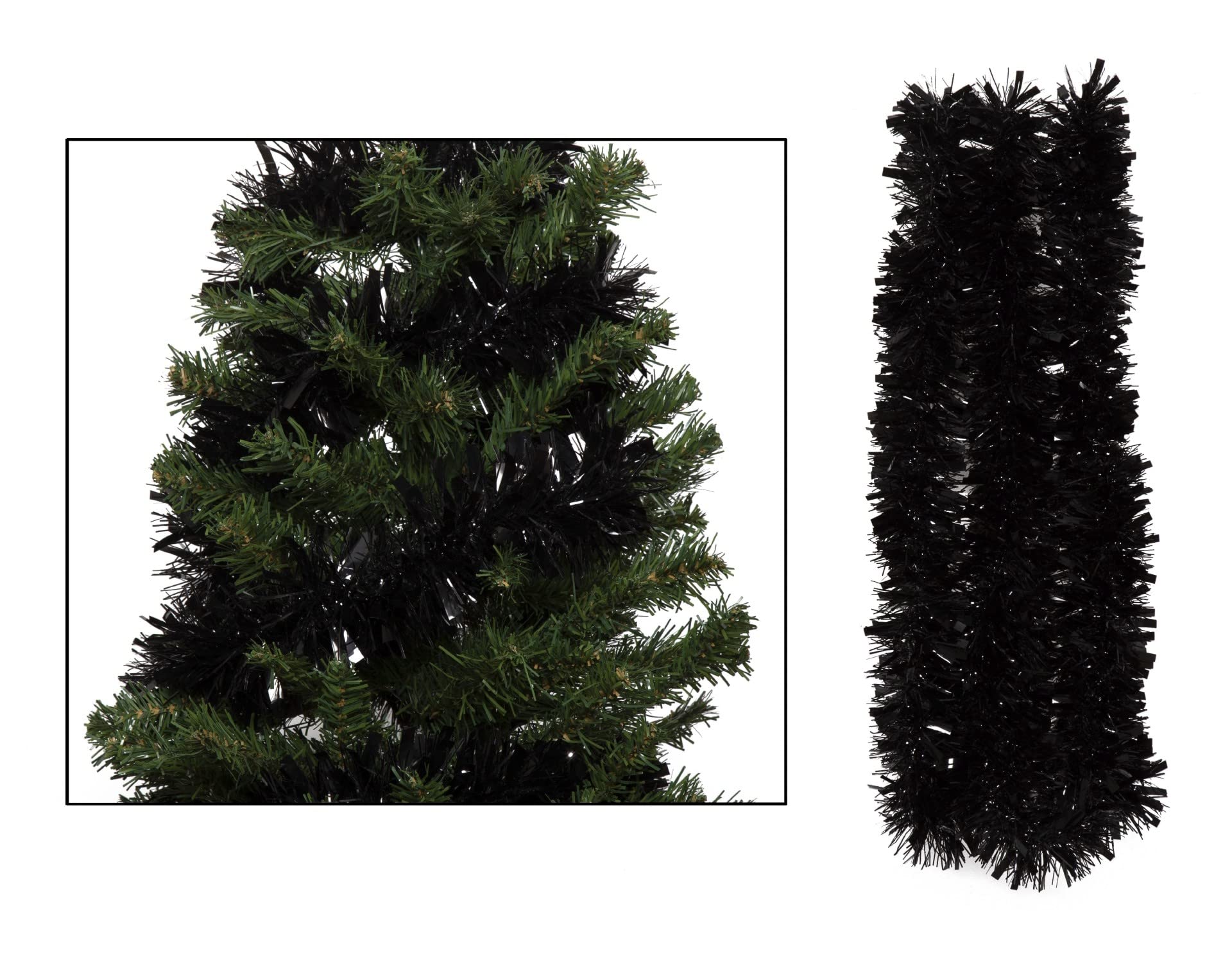 Simply Products Black 4M Chunky/Fine Cut Christmas Tinsel Garland Decoration (Black)